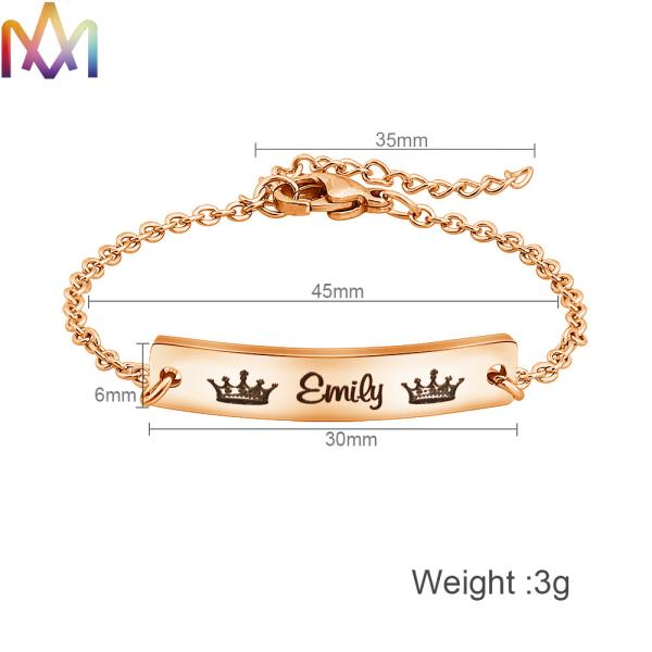 Hypoallergenic Womens Engraved 45MM Thin Bar Bracelet