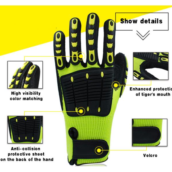 Dos guantes mecânicos resistentes protetores do corte da junta do nitrilo HPPE TPR anti impacto que trabalha anti luvas do impacto