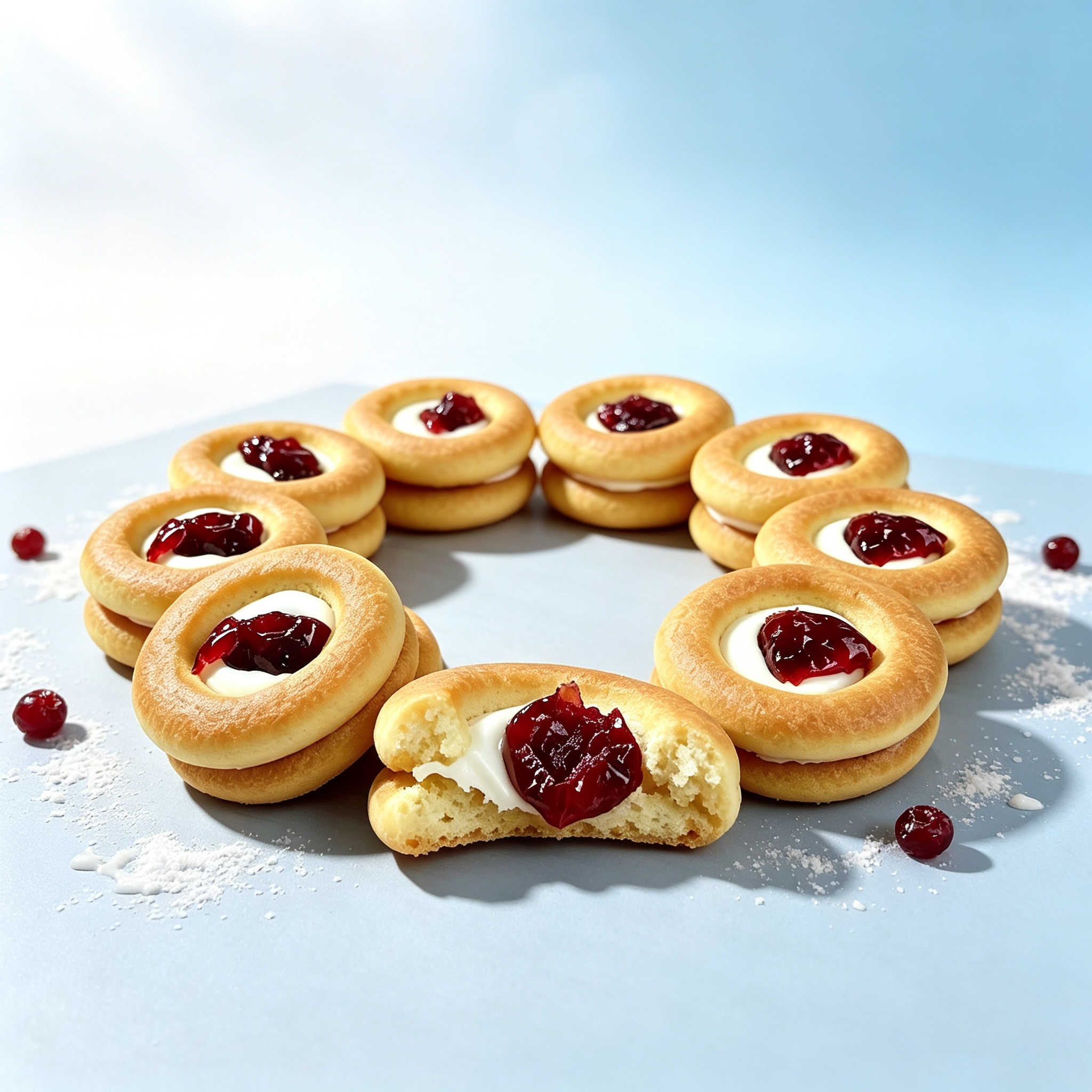 Soft Nougat Filled Cranberry Mini Sandwich Cookies Sweet Sour Dried Cranberry Snack