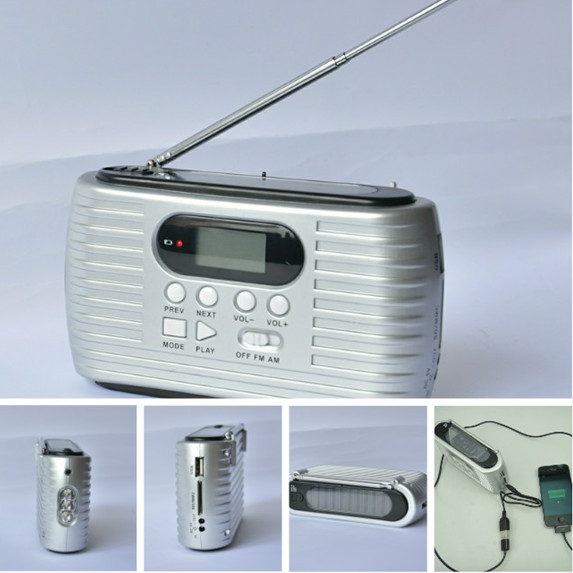 Dynamo Solar Digital 3 LED torch/flashlight/flash lamp with AM/FM Radio