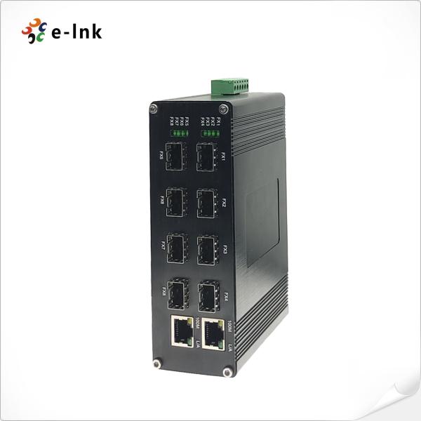Industrial 2-port 10 / 100 / 1000Base-T + 8-port 1000BASE-X SFP Optical Switch