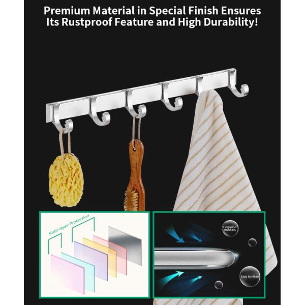 Aluminium Oxidation Finish Stainless Steel Robe Hooks For Coat Jacket Backpack