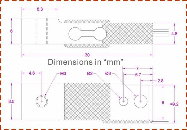 Small size load cell sensor 2kg for coffee machine weight measurement