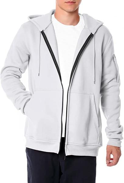 Da camiseta encapuçado pesada do velo dos homens da roupa do OEM Hoodie completo do fecho de correr com o bolso do zíper do braço