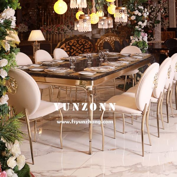 Furnistyle Manufacturer Custom Formal Elegant Marble Dining Table Modern Luxury Dinning Table Set Wedding Furniture