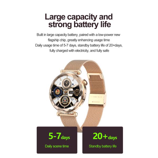 Monitoreo de salud Reloj inteligente para mujeres Control de voz Reproductor de música Moderno