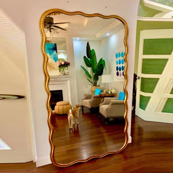 Decorative Bedroom Frameless Floor Length Mirror Wavy cheval