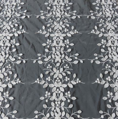 Stereoscopic Multi-color Leafy Pattern Embroidery Lace Fabric for garment