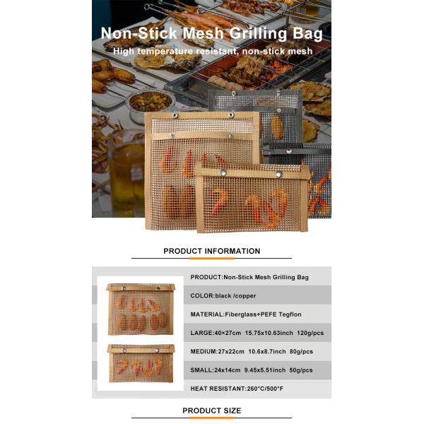 12 x 9.5 Inch BBQ Mesh Grill Bags  Reusable Grilling Pouches