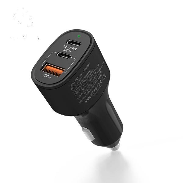 65W USB PD Fast Charging Car Charger Adapter 3 Port Mini Multi Port QC3.0 100g