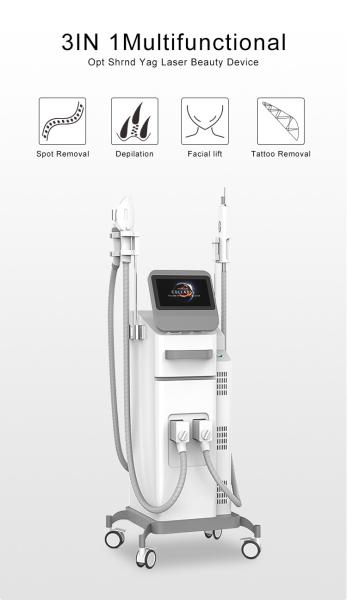 3 In 1 Multifunction Q-switched IPL+RF+Nd Yag Laser Hair Tattoo Removal Machine