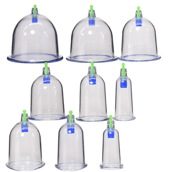 Body Healthcare 3.5cm Chinese Traditional Curve Vaccum Suction Cupping with Pumping Gun