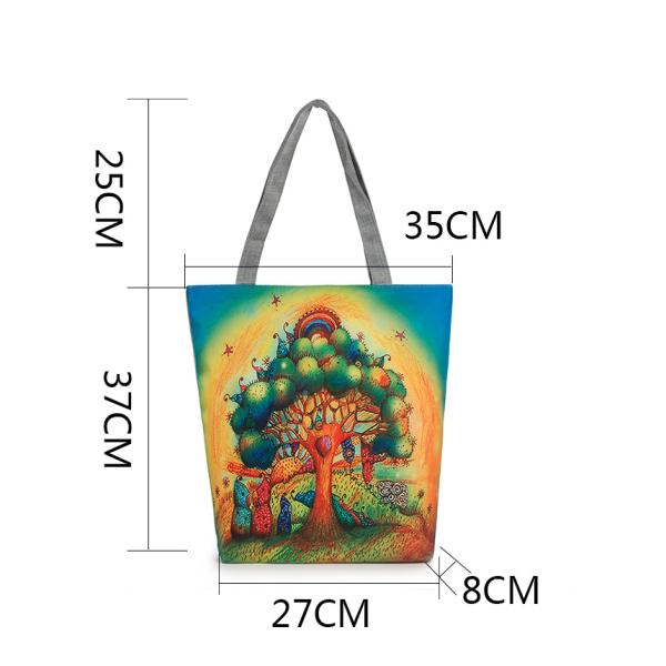 Owl Tree dolls printing women handbag canvas shoulder bag lady