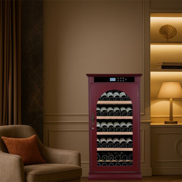 Smart Digital Temperature Control Wooden Wine Cooler Cabinet with 6 Shelves and Premium Wood Construction