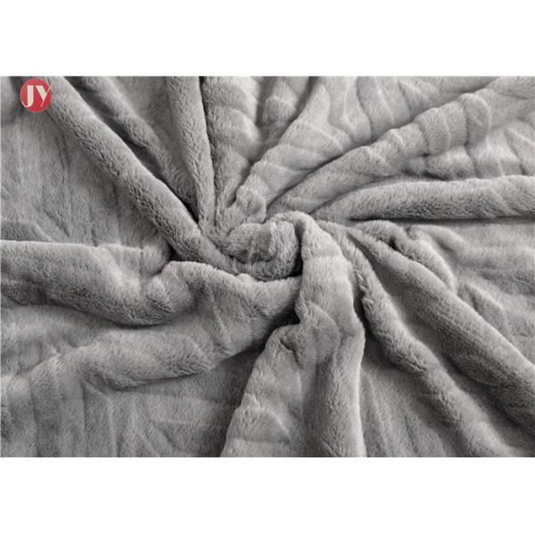 Custom Faux Animal Fur Blanket Gray Knitted wave Embossed Winter Eco - Friendly mink faux fur throw