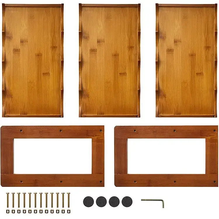 3 уровень Бамбуковый дисплейная стойка Бутылка с водой и вино