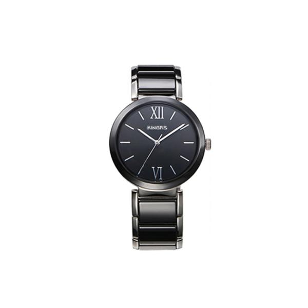 Black Vogue Ceramic Woman's Wrist Watch Fashion Custom Logo Area