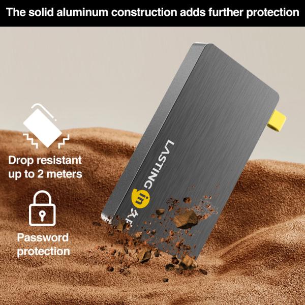 2TB Aluminum Alloy Portable SSD External USB3.2 Type C 65mm