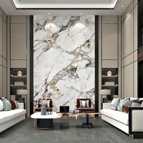 Laje de sala de estar Golden Wind Marble Porcelana vitrificada para interior versátil 1600x2700mm