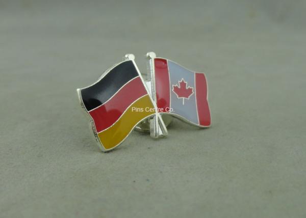 Epoxy Award Soft Enamel Pin , Silver Club Flag Die Stamped Iron Pins