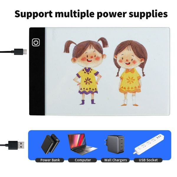 Micro USB 5V 198w Ultra Thin Portable LED Light Box Pad Dimmable Three Bright Drawing Tracing Board for 2D Animation