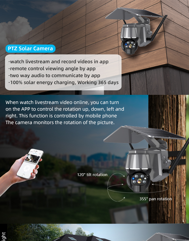4G/Wifi Solar PTZ IP Camera IP65 Waterproof Night Vision Security Outdoor Camera Tuya APP CCTV Camera