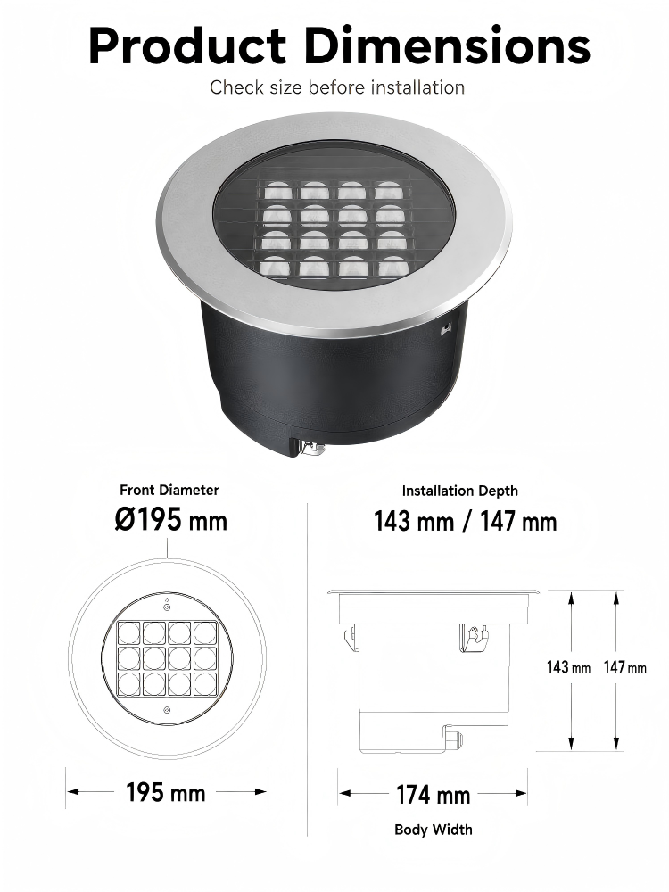 Anti Corrosion In Ground Led Landscape Lighting Round Shape 24W DC24V Pathway Inground Lamp