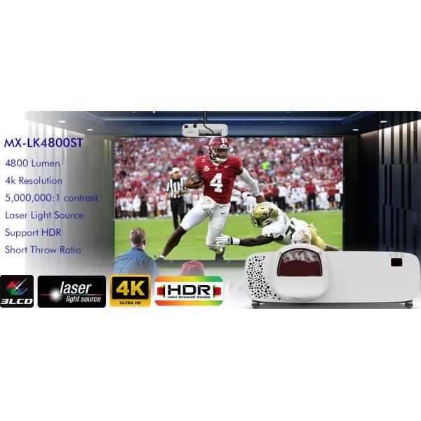4800 Lumen 4K Laser Short Throw Projector With 16W Speakers For Versatile Projection Options