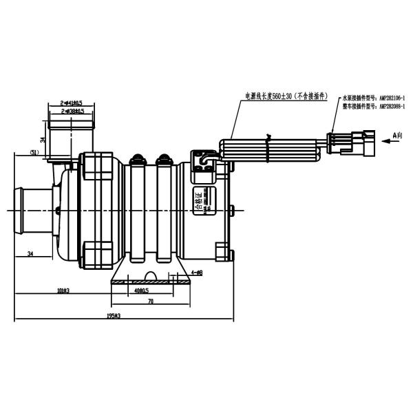 OWP-BL43-450T EWP 24VDC 250W Nommée 6000L/H Pour le système de gestion de la batterie du véhicule électrique et la circulation de liquide refroidi et de glycol
