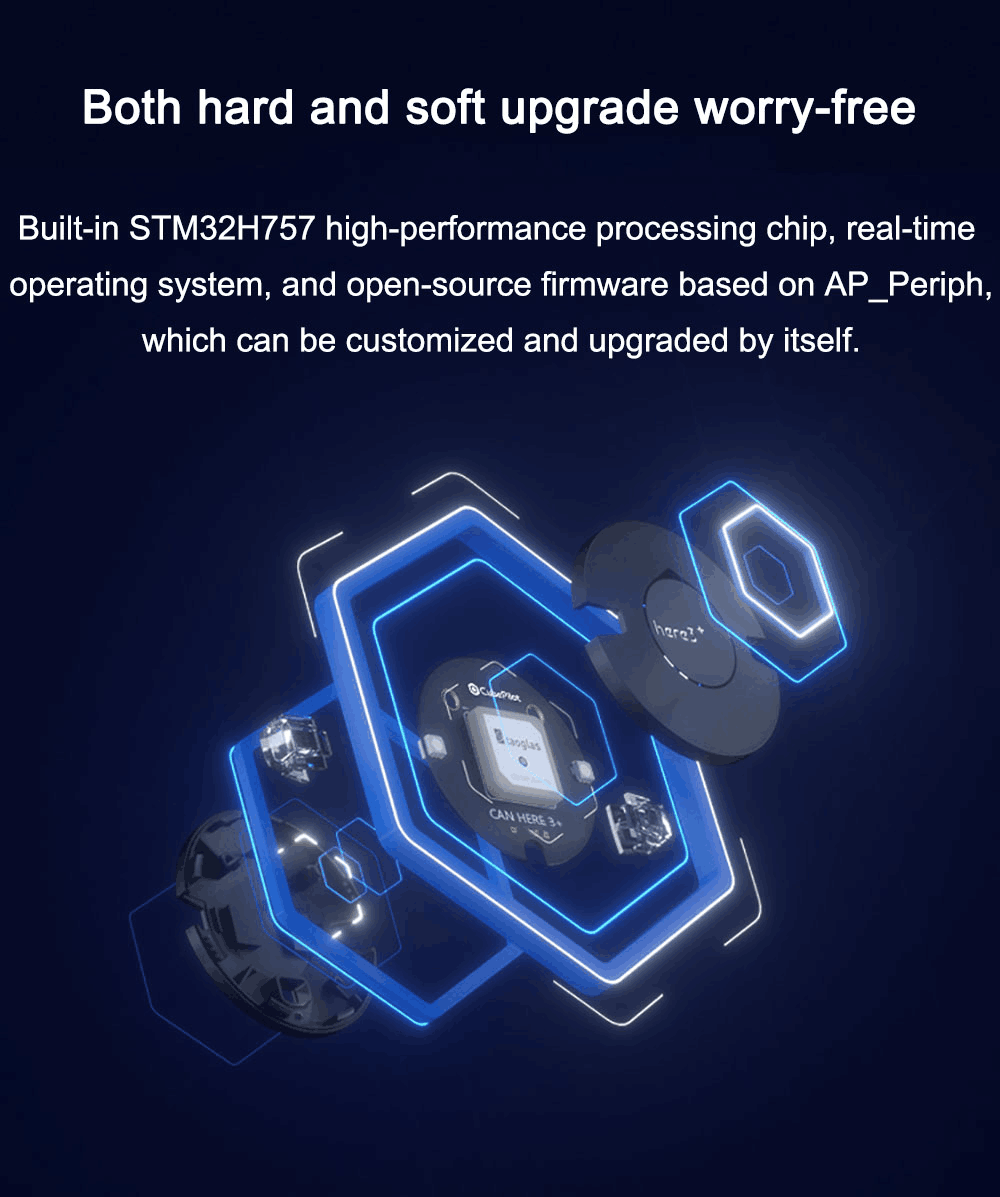 Hot Sales Hex Here3+ Gps Uav High-Precision Differential Navigation Module Pixhawk Plant Rtk Dronecan 8mbit Icm42688 Rm3100