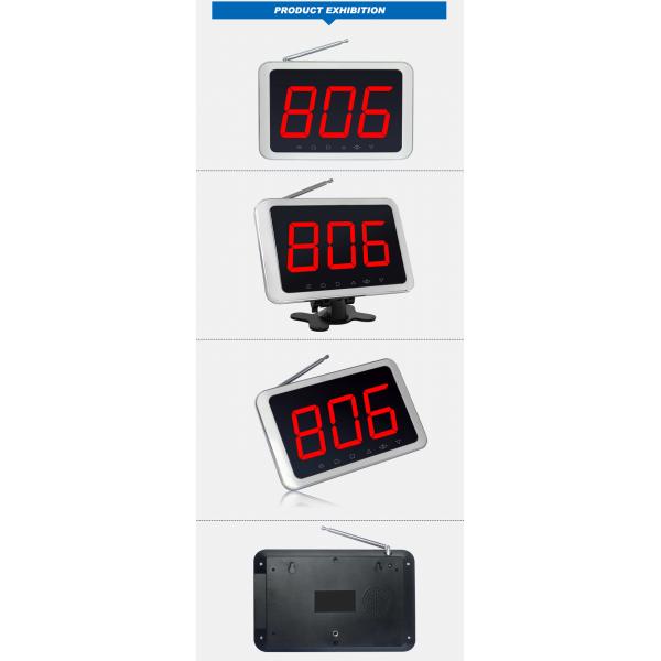 Wireless pared fija o escritorio 433.92Mhz un grupo de 3 dígitos de llamada de número de pantalla de monitor con marco de aluminio plateado