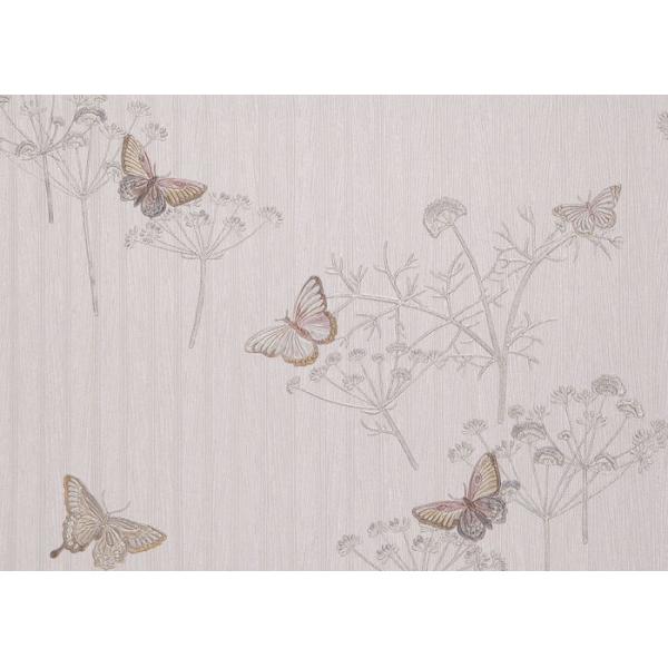 Embossed Rustic Floral and Butterfly Wallpaper Eco - friendly Vinyl Wall Coverings