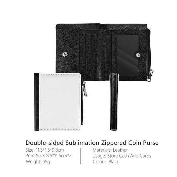 PU Leather Mens Personalized Bifold Wallet Sublimation Coin Bag