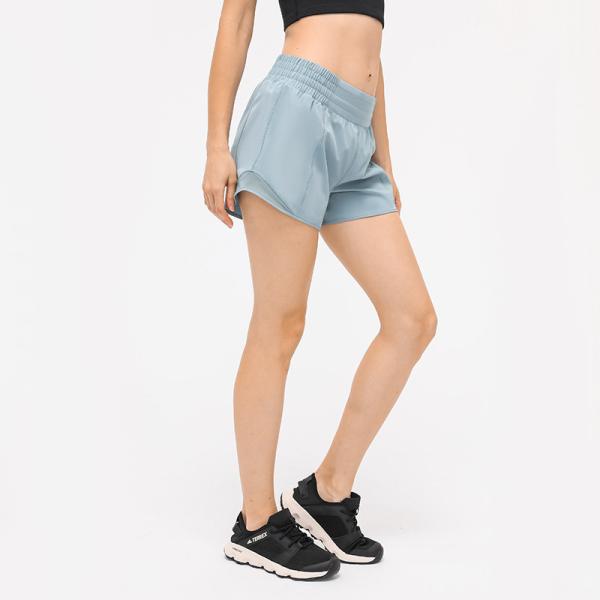 Short de corrida dos esportes atléticos do short da dupla camada do exercício com bolso do fecho de correr