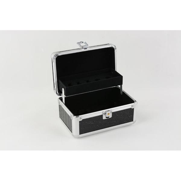Small Black PU Aluminum Cosmetic Case, Aluminum Cosmetic Beauty Boxes