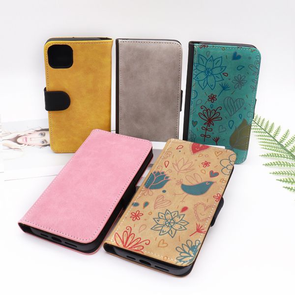 Iphone colored Leather Sublimation Flip Phone Case Custom Cell Phone Case