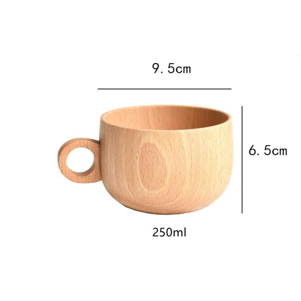 Insulated Beech Wooden Drinking Cups 200ml 250ml Retro Tea Cup With Handle