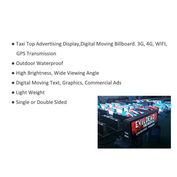 Taxi Top Mobile Advertising LED Display Double Sided Digital Moving Billboard 5000 Nits