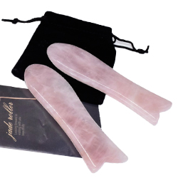 Natural Rose Quartz Gua-Sha Tool Wave Shape Massage Therapy with Engrave Logo