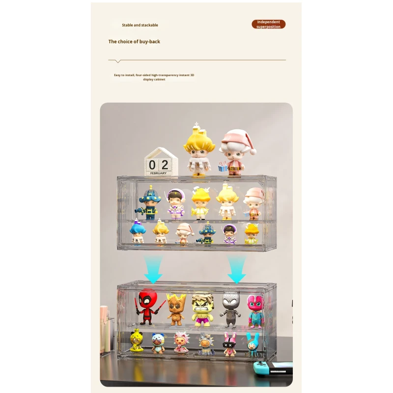 Modern Clear Acrylic Like Toy Display Box Multi-Layer Organizer for Figurines Collectibles Dust-Proof