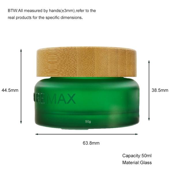 50 г овальной формы Зелёная стеклянная бутылка с бамбуковой крышкой для пустой крупы с кремом