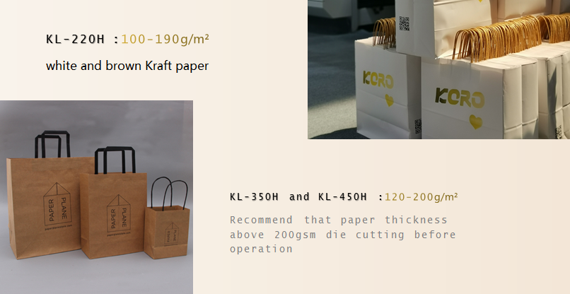 KL-H Fully Automatic Sheet Fed Shopping Bag Making Machine with Twisted Paper Rope Handle Motorized High Productivity