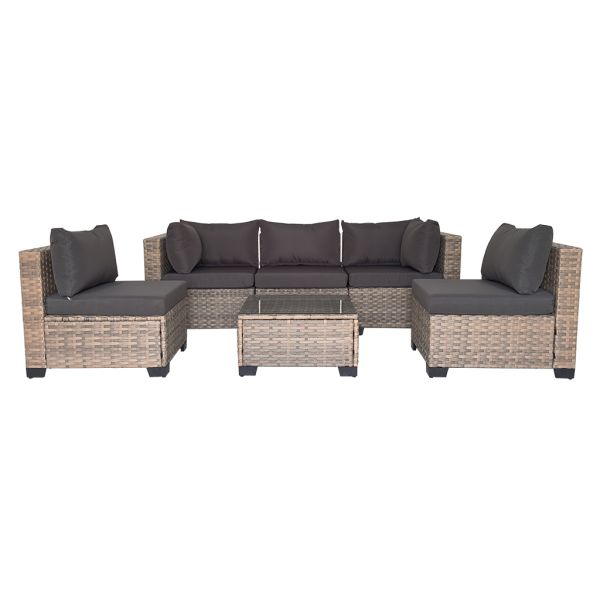 Wholesale Sectional Sofa Garden Corner Set Factory Hot Sale Customizable 6 Pieces Outdoor Rattan Sofa