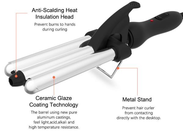 Three Barrel Curling Iron Mini Hair Curler Aluminum Plate Wave Formers