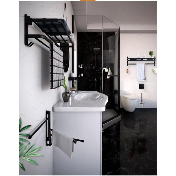 Modern Design Black Towel Rack Bathroom Set Accessories Flexible Installation Advantage