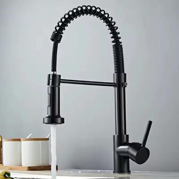 Deck Mounted Bright Chrome Plated Brass Kitchen Sink Faucet With Spray Lizhen-Hwa.Vic
