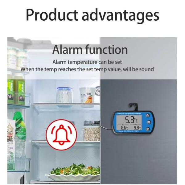 DTH-130 LCD Display -50℃～70℃ Digital Wall Refrigerator Thermometer Ultra Low Temperature Meter For Fridge Freezer Cold Chain Transportation