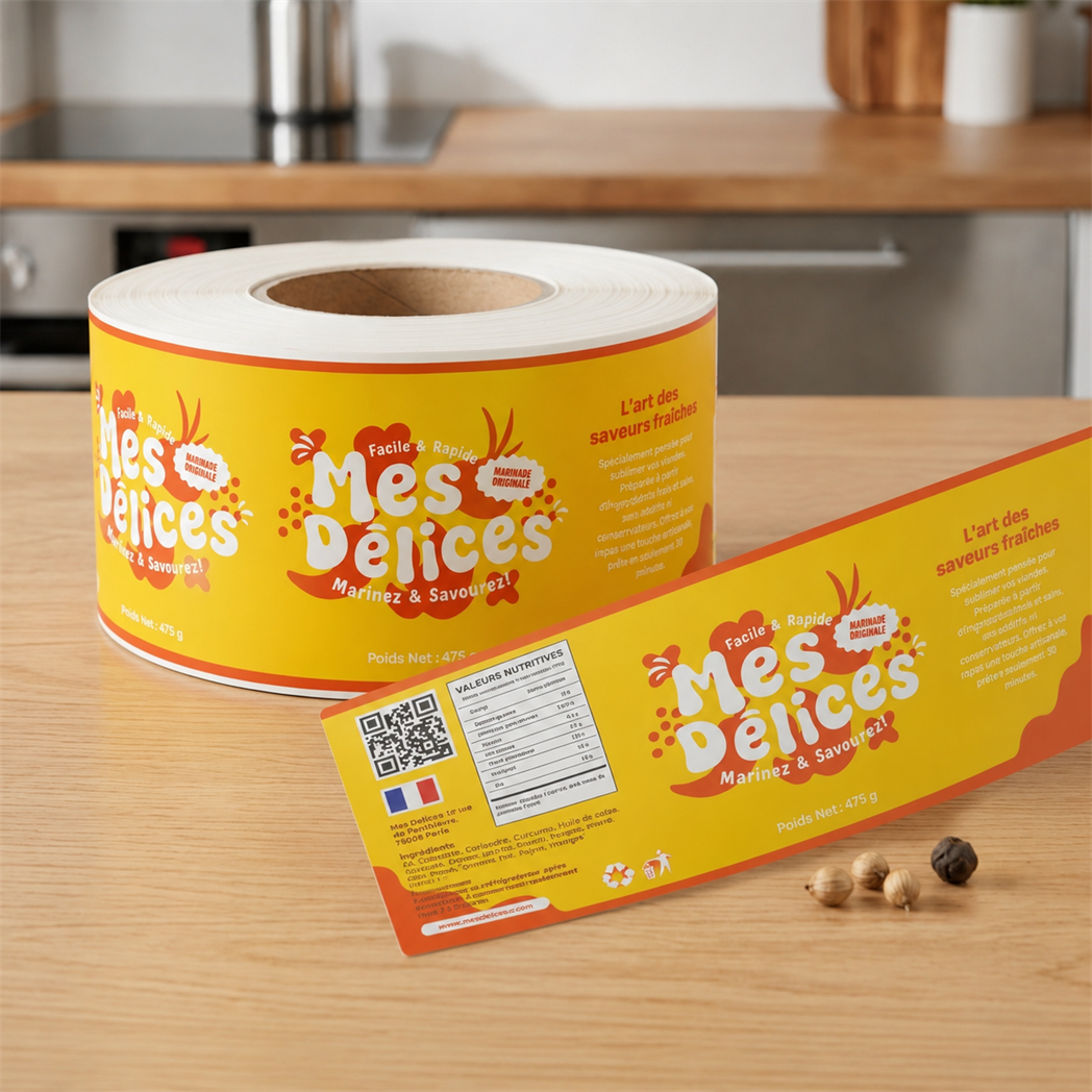 Factory Personalised Printed Vinyl Bopp glossy Finish Label Sticker Color marinade sauce seasoning Label Peanut Butter Food Jar Label Sticker
