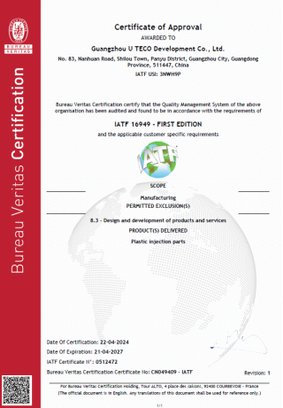 Guangzhou U-TECO Development Co., Ltd. Certifications