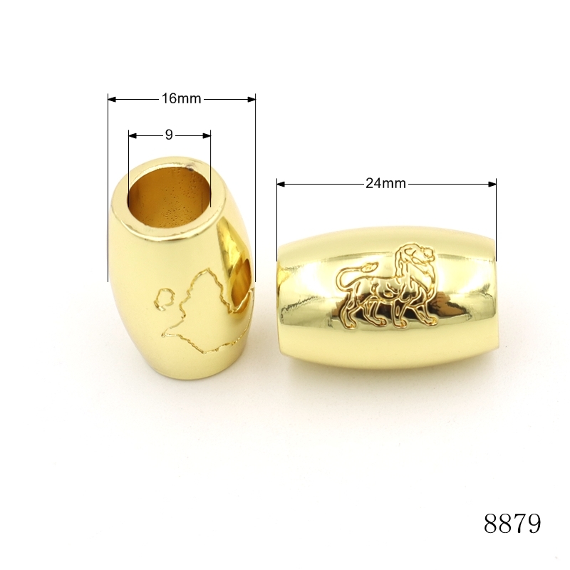 24x16mm Gold Spacer Beads Engraved Metal Spacer Beads Oval For Bracelet / Necklace